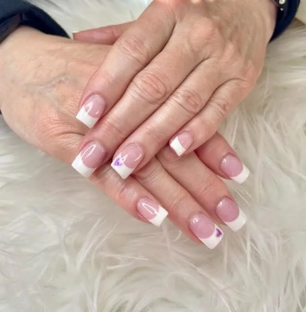 Square nails with a classic crisp white French tip.